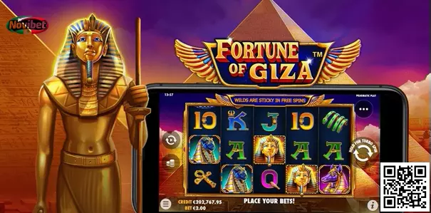 Fortune of Giza en Novibet con ambiente del antiguo Egipto